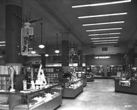 Black and white photograph of the interior, Donaldson’s, 1949. Photograph by Norton & Peel.