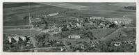 Black and white aerial view of Gustavus Adolphus College, 1947. Photograph by Bruce Sifford Studio, Minneapolis, MN.