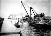 Rocks dropped from loaded barges, Duluth ship canal