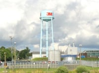 3M factory water tower, ca. 2001. Water towers were a visible part of 3M’s large factory facilities. This water tower was located in Gorseinon, Wales, United Kingdom. Photograph by Wikimedia Commons user Nigel Davies.