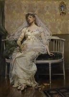 After the Reception, 1887. Oil on canvas painting by Douglas Volk.