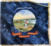 The Great Seal of Minnesota’s central image on the battle flag of the Fifth Minnesota