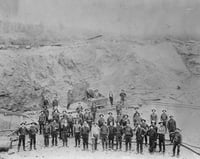 Miners and car in the pit, Tower-Soudan Mine