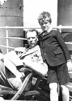 Black and white photograph of Sinclair Lewis and his son Wells, ca. 1925.