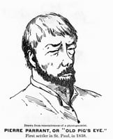 Drawn portrait of Pierre Parrant, ca. 1840.