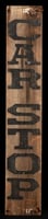 Color image of a wooden streetcar sign with carved black lettering on each side, installed at the corner of Lexington and St. Clair by the St. Paul City Railway Company, c.1920.