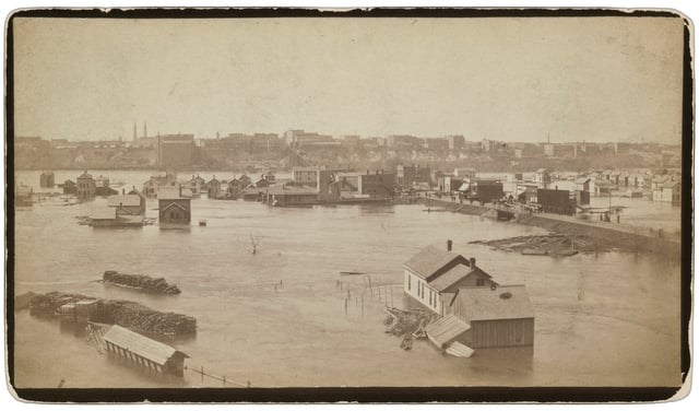 Looking north across the Flats during a flood