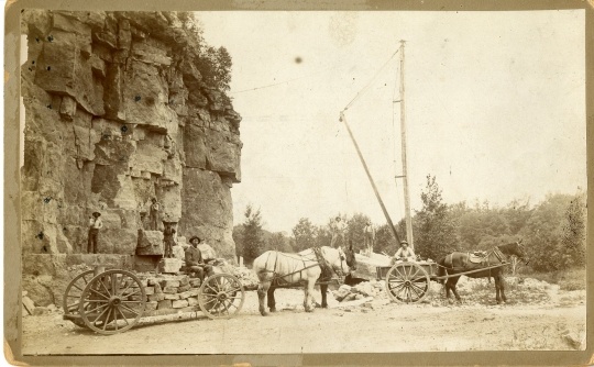 photograph of stone boat