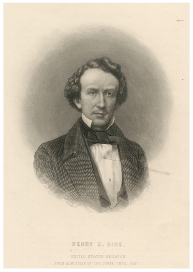 Black and white engraved portrait of Henry M. Rice, c.1860.