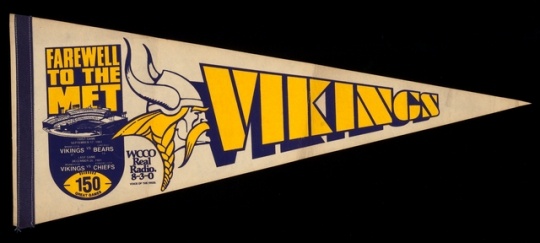 Farewell to the Met Minnesota Vikings pennant, 1981.