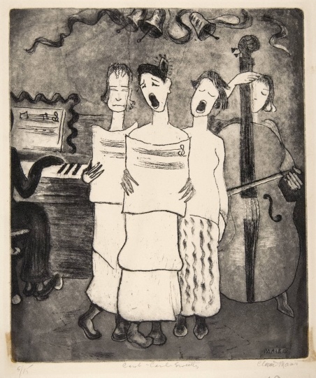 Carol, Carol Sweetly, undated. Soft-ground etching/aquatint on paper by Clara Mairs.