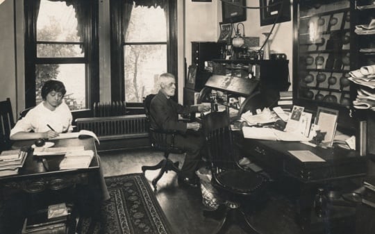 Black and white photograph of A. W. Latham, first executive secretary of the Minnesota State Horticultural Society, 207 Kasota Block, Minneapolis,1901.