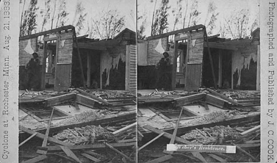 Ruins of Weber's residence after cyclone, Rochester.