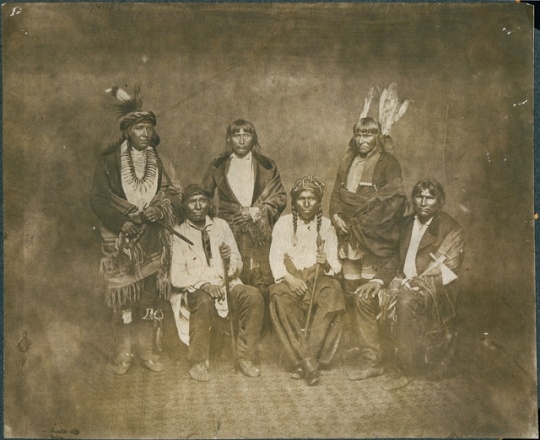 Black and white photo print of Dakota Indian Treaty Delegation, c.1858.