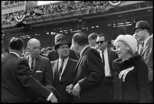 Karl Rolvaag, Calvin Griffith, Hubert Humphrey, and Muriel Humphrey