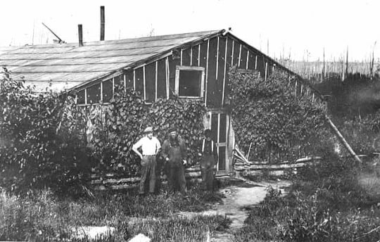 Cookhouse at Sulphur Camp, 1916. Sulphur Camp was the location of early taconite research, near current-day Babbitt, Minnesota. Peter Mitchell, a prospector from Michigan, explored the area and found that taconite was plentiful on this part of the Iron Range.