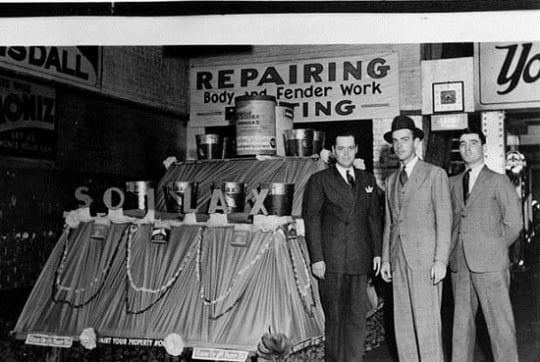 Black and white photograph of Soilax parade float, ca. 1955.