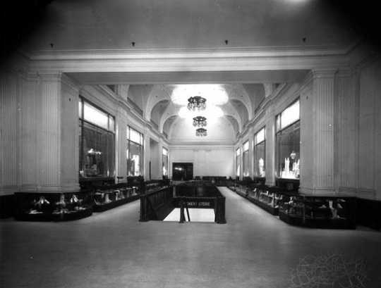 Black and white photograph of the interior of L. S. Donaldson Company’s new store, 1924. Photograph by C.J. Hibbard.