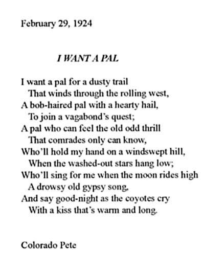 “I Want a Pal,” 1924