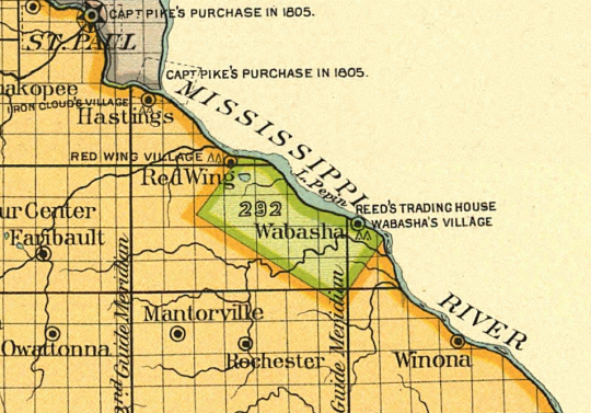 Map detail showing the location of the Half-Breed Tract