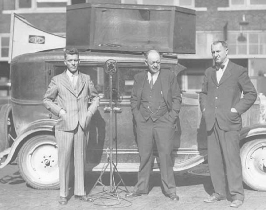 Black and white photograph of Henry G. Teigan, Magnus Johnson, and Arthur C. Townley, c.1930.