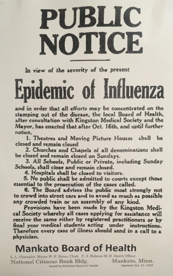 Public notice issued  by the Mankato Board of Health