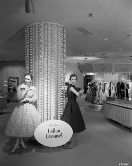 Black and white photograph of the Oval Room at Dayton’s, 1956.