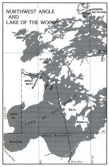Map of the Northwest Angle and Lake of the Woods.