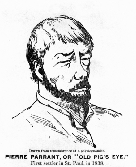 Drawn portrait of Pierre Parrant, ca. 1840.