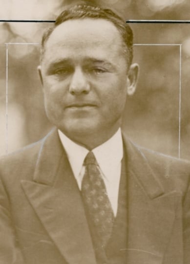 Black and white photograph of St. Paul underworld boss and bootlegger Leon Gleckman, c.1935.