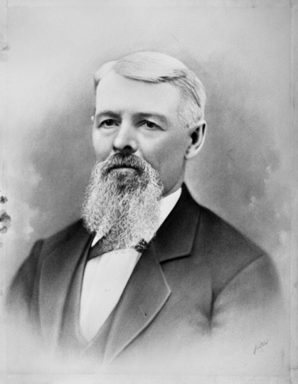 Black and white photograph of Martin Layman, one of the founders of Layman’s (later Pioneers and Soldiers) Cemetery, ca. 1875.