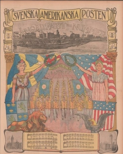 A color page of Svenska Amerikanska Posten from the “Sångarfäst=Nummer” edition from July 21, 1903.