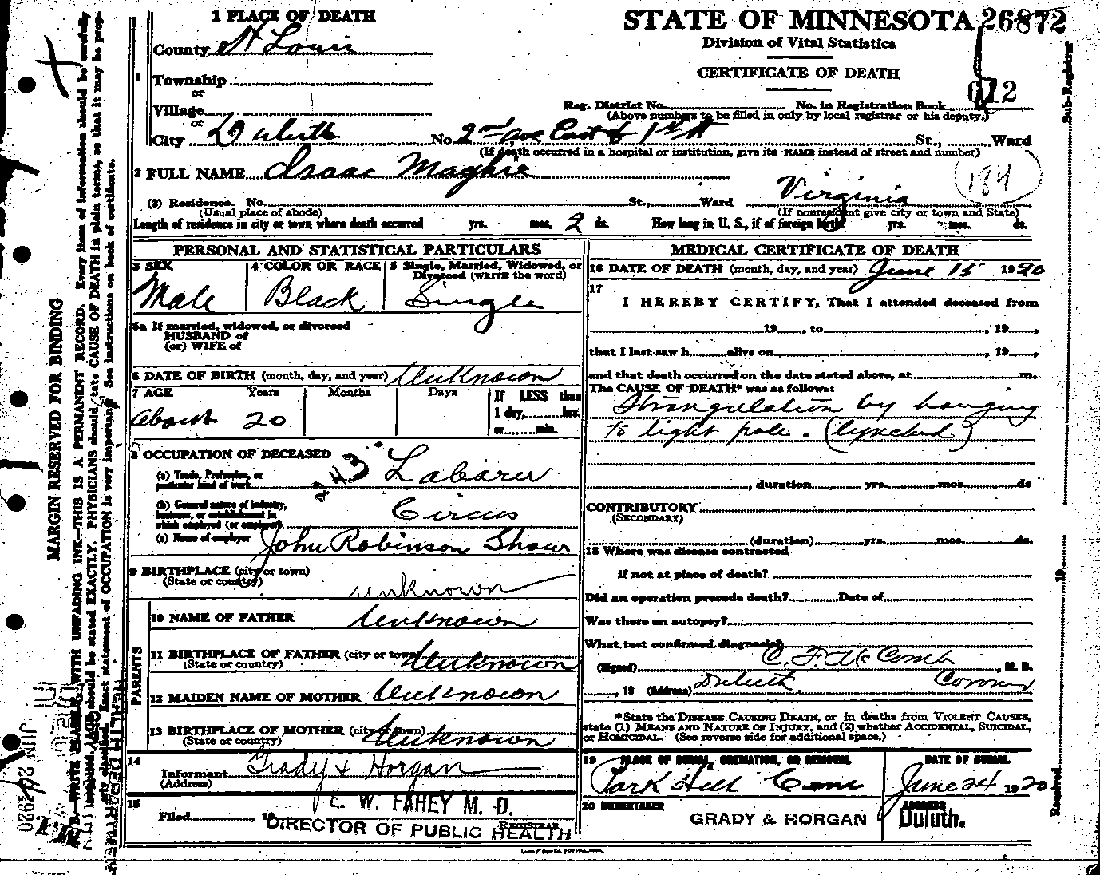 Isaac McGhie. No. 26872.