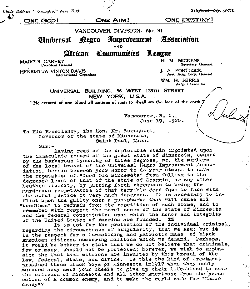 Letter from Maud Craig to J. A. A. Burnquist, June 19, 1920.--Correspondence (gif)