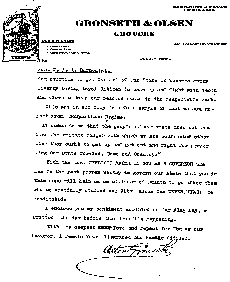 Letter from Anton Gronseth to J. A. A. Burnquist, June 19, 1920. [Transcript].--Correspondence (gif)