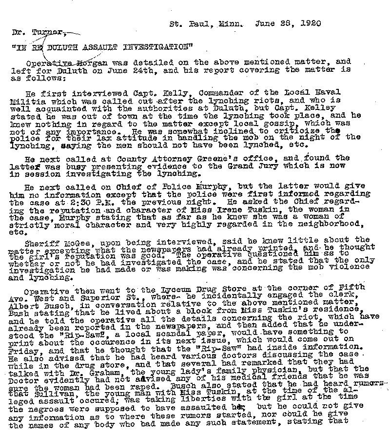 "Operative Morgan" Report, June 28, 1920.--Report(s) (gif)