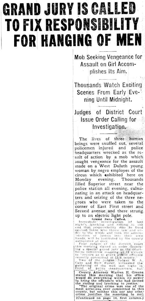 Grand Jury is Called to Fix Responsibility for Hanging of Men.