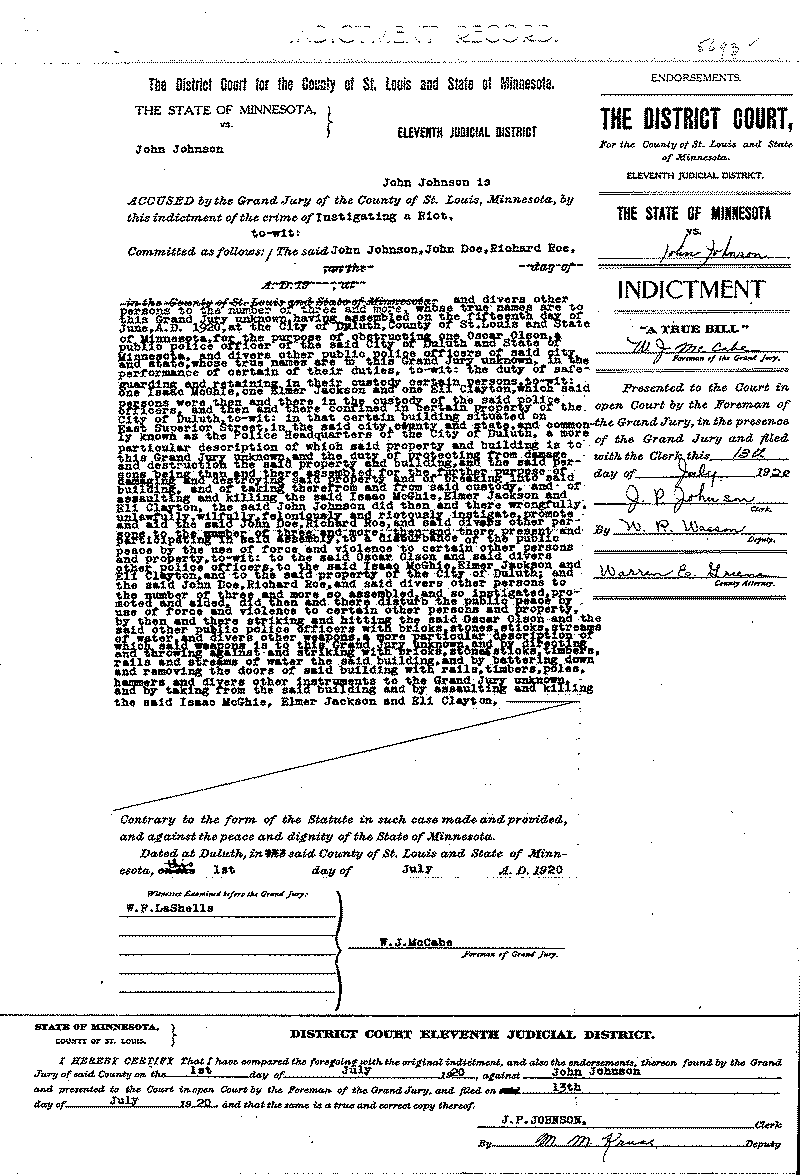 John Johnson. Case File No. 5693. June-August 1920.
