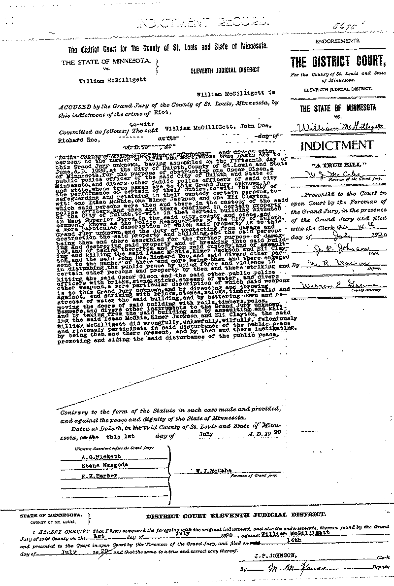William McGilligett. Case File No. 5695. June-August 1920.