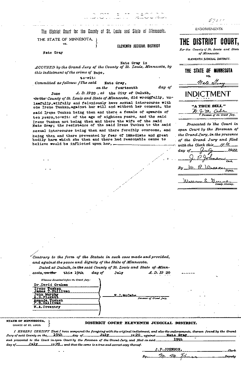 Nate Gray. Case File No. 5701. June-August 1920.