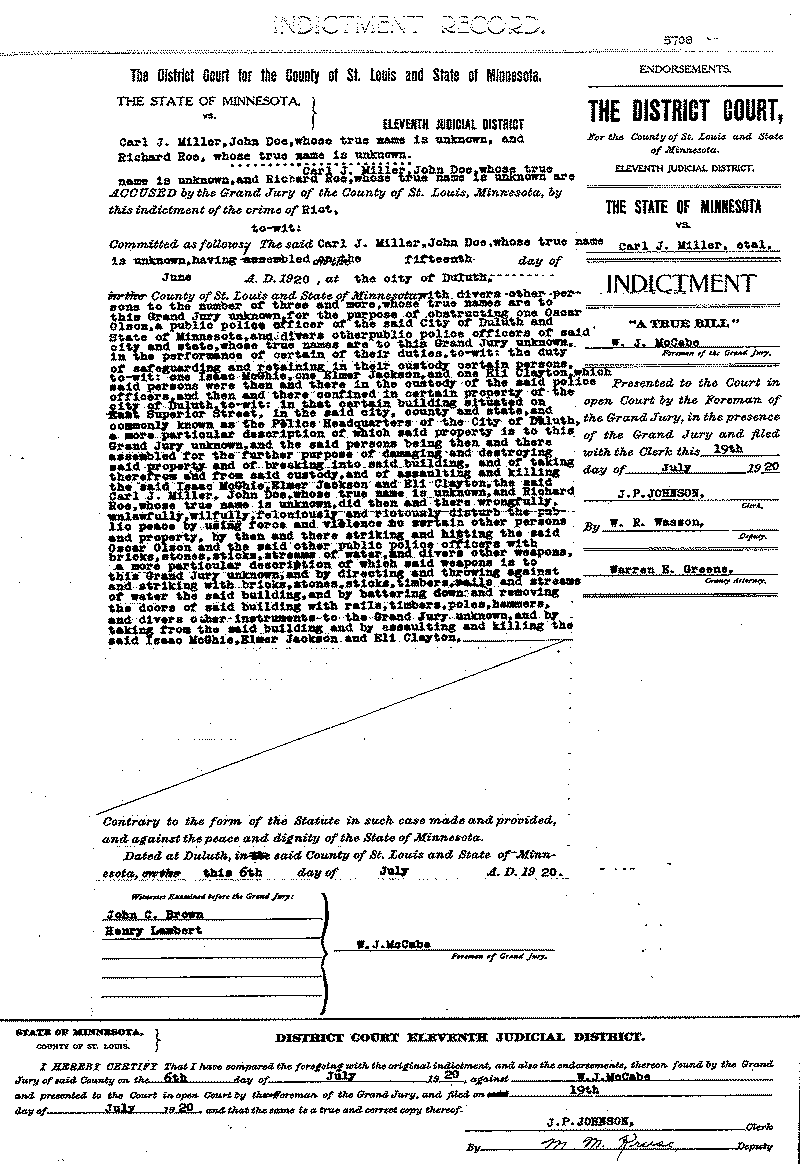 Carl J. Miller. Case File No. 5708. June-August 1920.