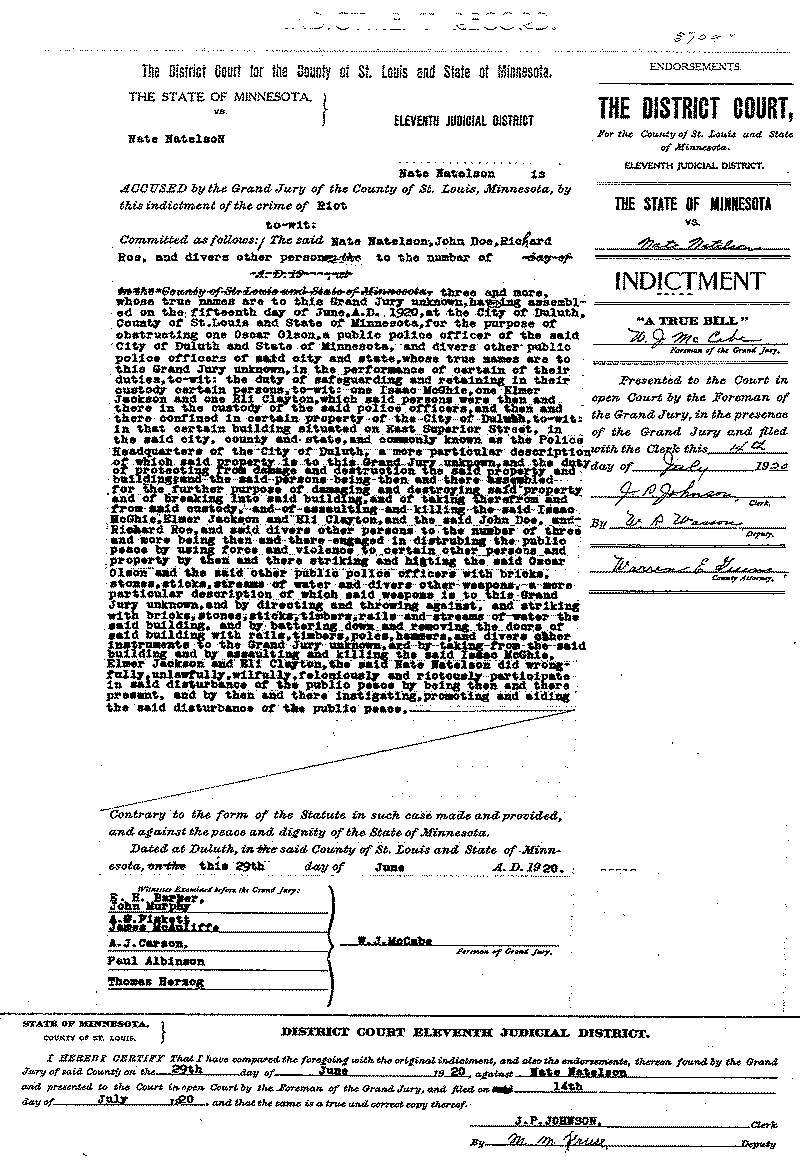 Nate Natelson. Case File No. 5709. June-August 1920.