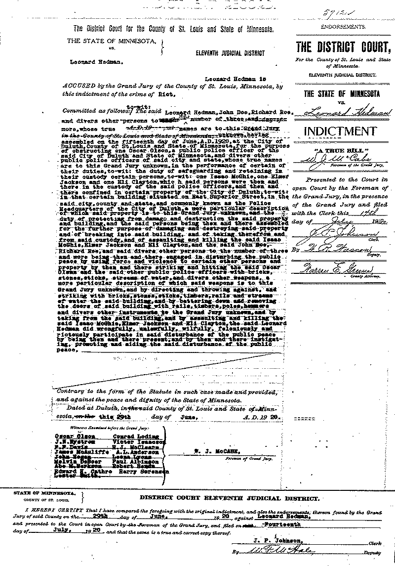 Leonard Hedman. Case File No. 5712. June-August 1920.