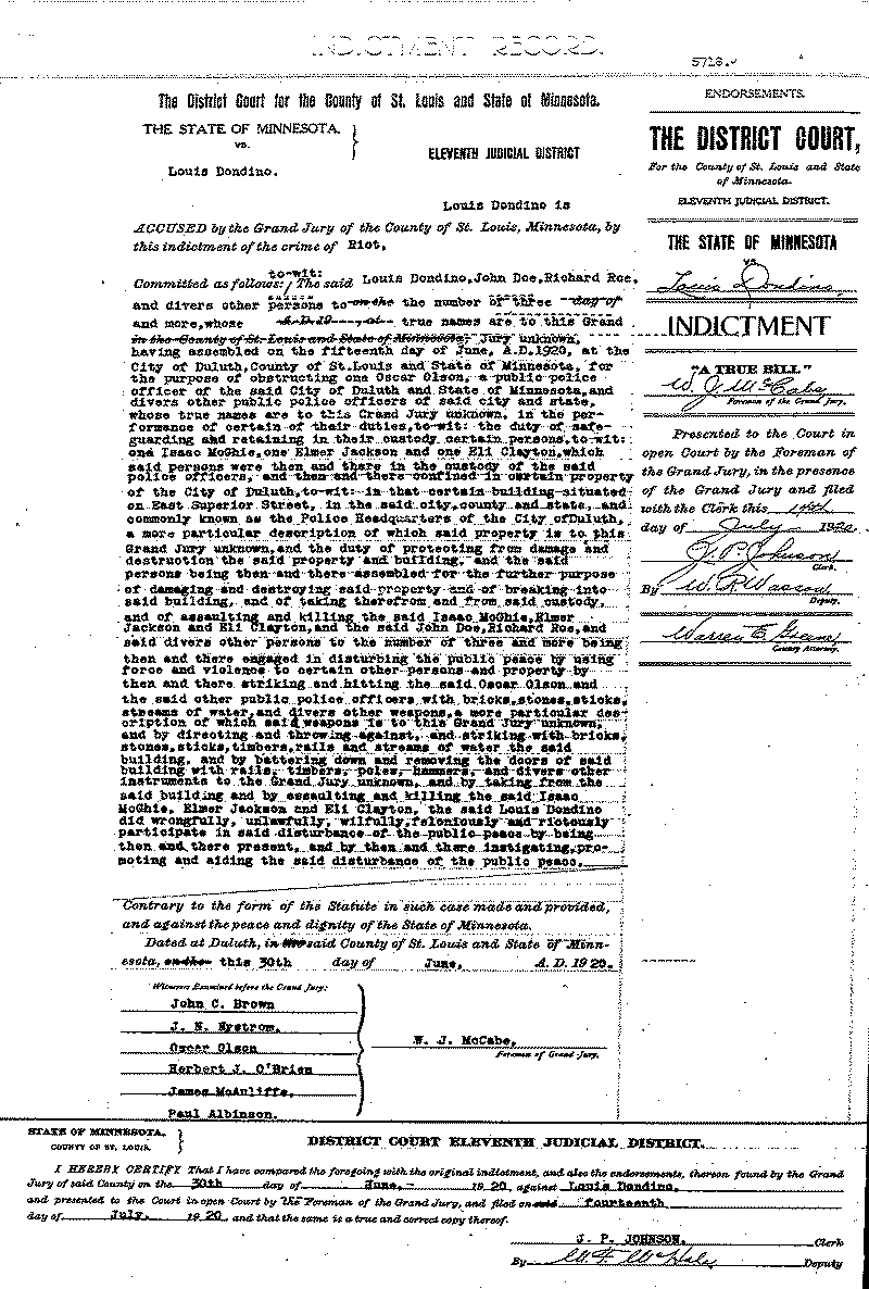 Louis Dondino. Case File No. 5718. June-August 1920.