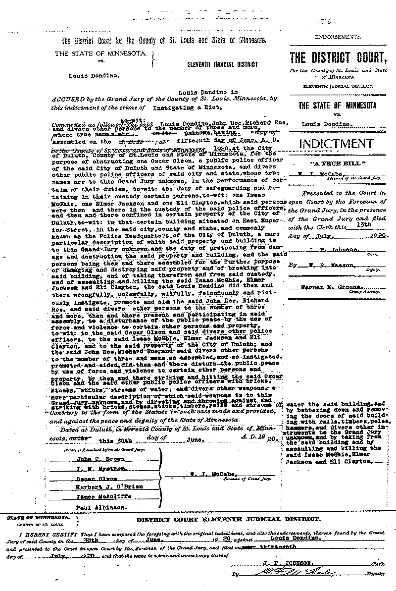 Louis Dondino. Case File No. 5719. June-August 1920.