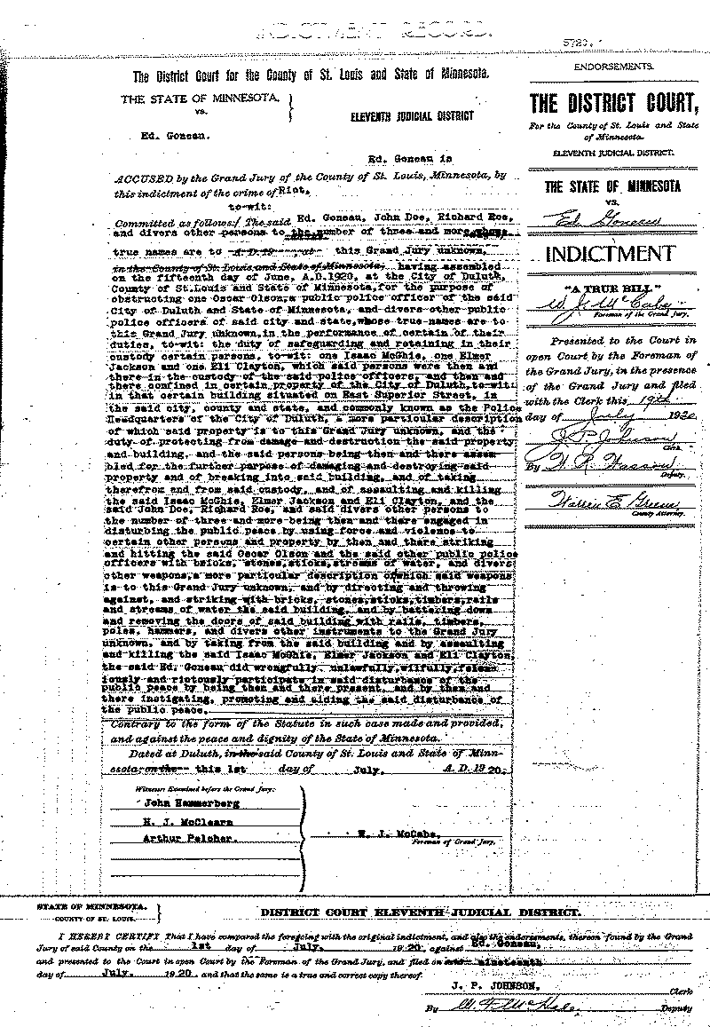 Ed Goneau. Case File No. 5720. June-August 1920.