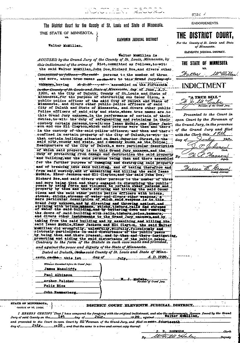 Walter McMillan. Case File No. 5724. June-August 1920.