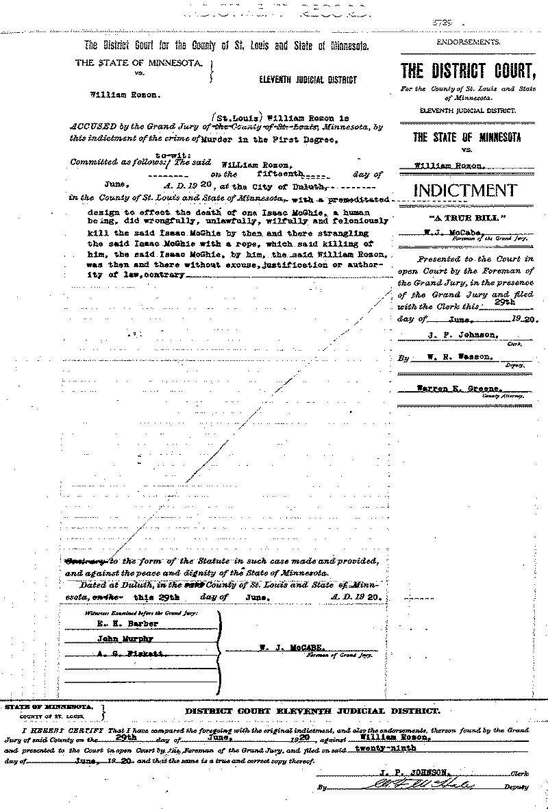 William Rozon. Case File No. 5729. June-August 1920.