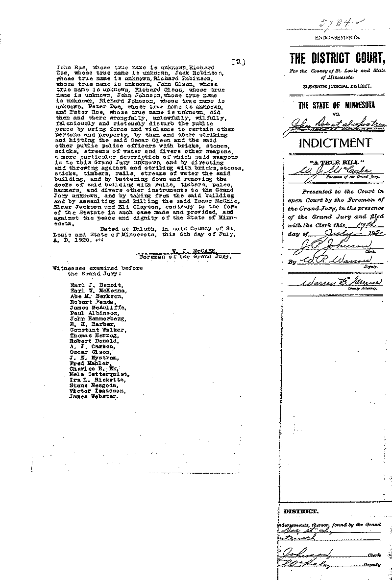 John Doe, et al. Case File No. 5734. June-August 1920.--Gov&#039;t Record(s)--Indictment Record (gif)