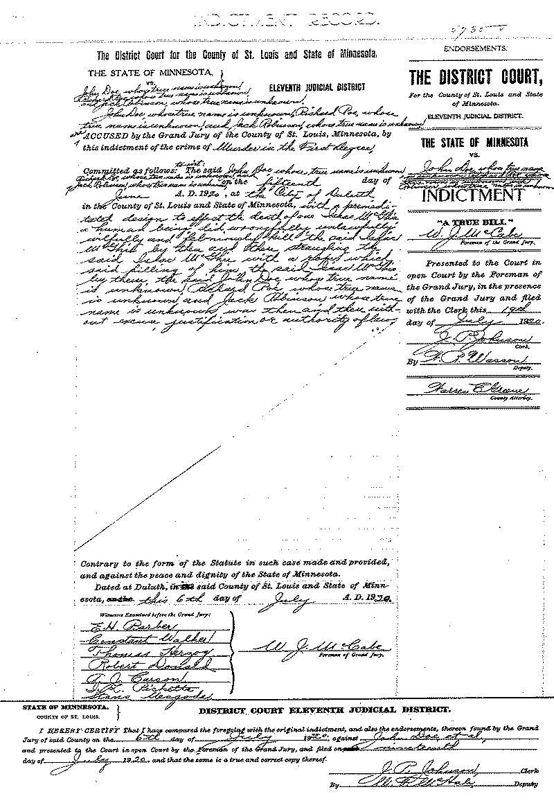 John Doe, et al. Case File No.5735. June-August 1920.